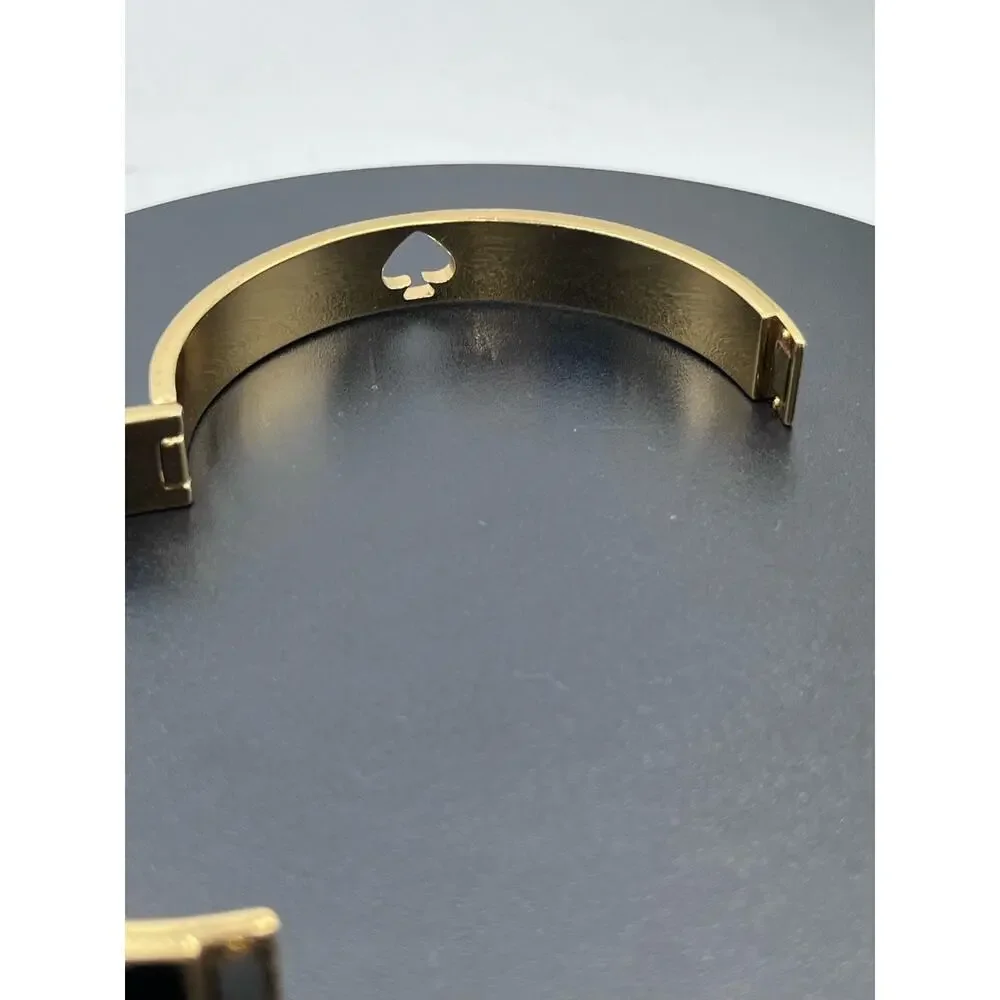 Kate Spade Hole‎ Punch Spade Black Gold Cutout Spade Hinge Bangle - Picture 9 of 11